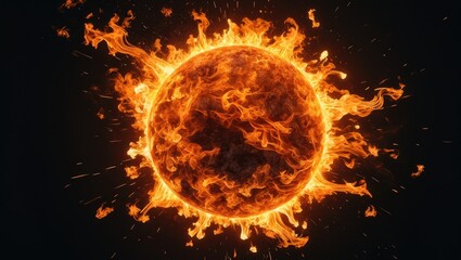 Fireball with empty space for text. isolated on backdrop