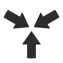 3方向に縮小する矢印アイコン