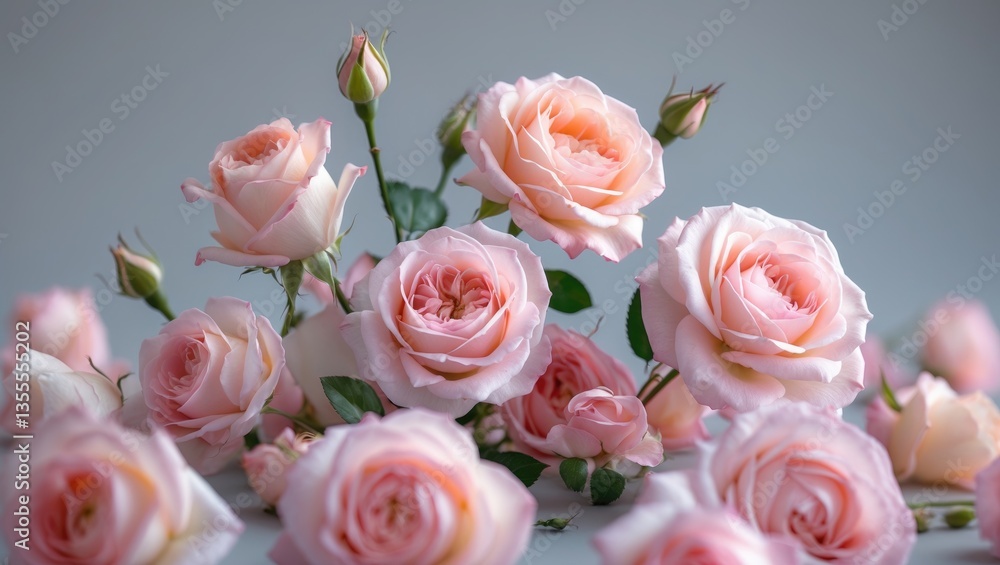 Poster falling pink rose isolated on a background, with a clipping path and full depth of field. suitable f