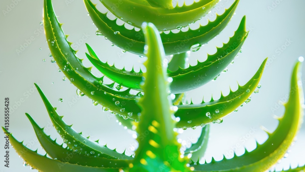 Poster falling aloe vera slice, isolated on a background with a clipping path and full depth of field.