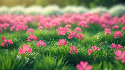 Field of red clover flowers