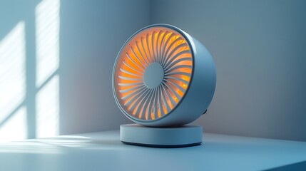 Compact Circular Heater Radiating Warmth Modern Minimalist Setting