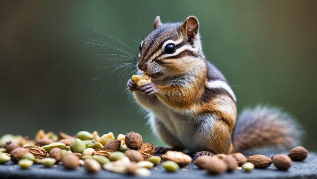 chipmunk eating nuts