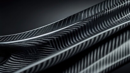Carbon fiber composite background featuring raw material. Carbon fiber texture. Dark gray backdrop.