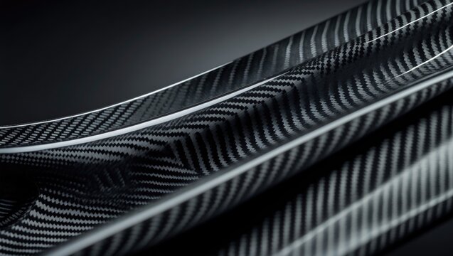Carbon fiber composite background featuring raw material. Carbon fiber texture. Dark gray backdrop.