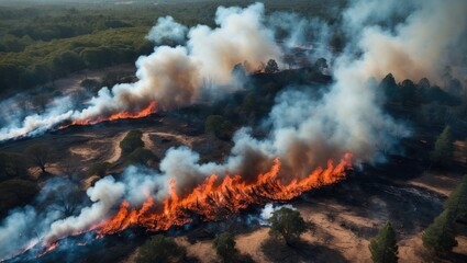 Forest fires are intensely raging through the forests.