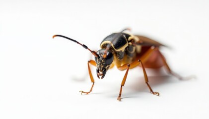 Naklejka premium Close-up of single insect on pure white background, harmless, invertebrate
