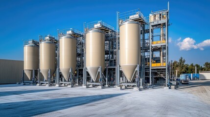 Obraz premium AI-powered cement batching plant optimizing mix ratios for sustainability.