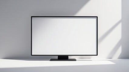 Fototapeta premium Front view of contemporary blank high-definition LCD flat screen monitor, set against a white background.