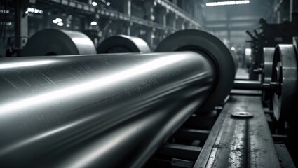 Cold rolled steel sheet on a plate rolling machine within a factory environment.