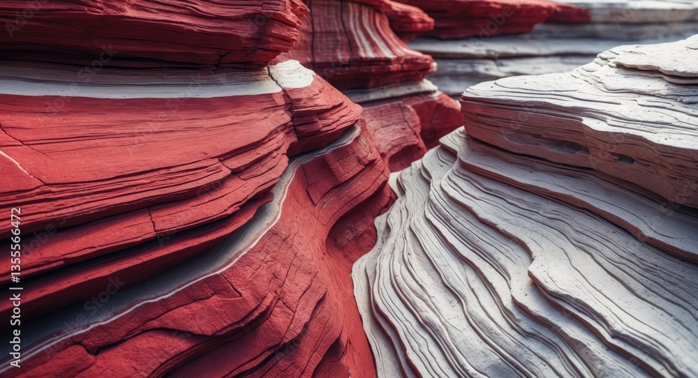 Poster close-up of intricate and vibrant rock layers displaying natural geological textures and stratificat
