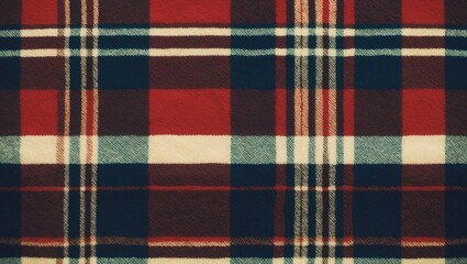Close-up view of a classic tartan fabric highlighting the intricate plaid pattern.