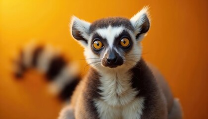 Fototapeta premium Ring-tailed Lemur Portrait: A Captivating Close-up