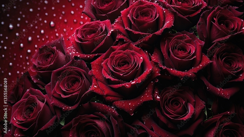 Poster dark red background with droplets