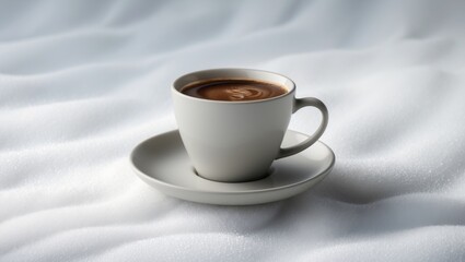 Obraz premium Cup of coffee set against a white background.