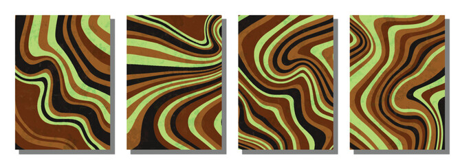Abstract psychedelic groovy set background.