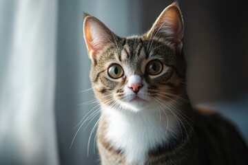 Obraz premium Adorable portrait of a beloved house cat, showcasing its charming personality.