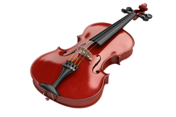 A classical violin instrument with vibrant red coloring