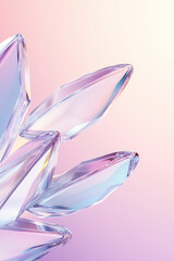 3d illustration glass holographic transparent gradient geometric shapes on pastel background. Abstract background for presentation or web