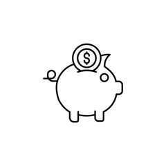 Piggy Bank icon design with white background stock illustration