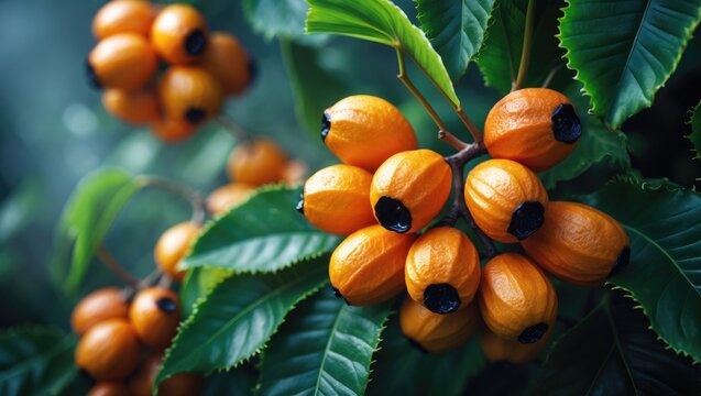 Guarana plants bearing fruits (Sapindaceae family).