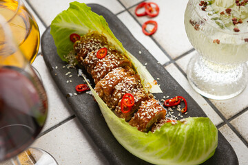 modern chinese food in a fancy restaurant