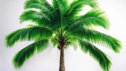 Fototapeta premium Isolated beautiful green palm tree on a white background.