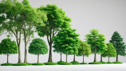 Cluster of trees set against a white background.