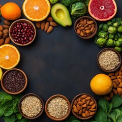 Colorful Organic Fruits, Vegetables, and Nuts: Healthy Eating with Seasonal Superfoods for Nutrient-Rich Meal Prep