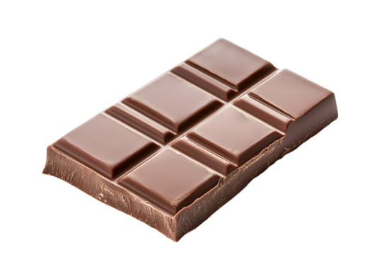 A stack of delicious chocolate bars on a white background