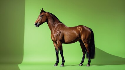 Obraz premium Horse, standing alone against a green background.