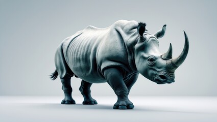Fototapeta premium Large rhino set against a white background.