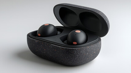 Modern Wireless Earbuds in Open Charging Case &ndash; Minimalist Product Shot