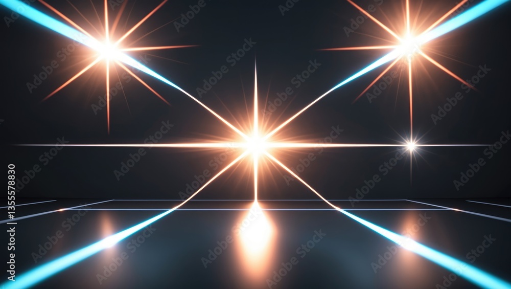 Poster Easy to incorporate lens flare effects for overlay designs or screen blending mode to create high-quality images. Collection of abstract bursts, digital flares, iridescent glares across the backgro...