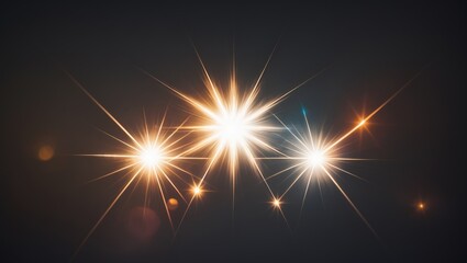 Obraz premium Easy to apply lens flare effects for overlay designs or screen blending mode to create high-quality images. Collection of abstract bursts, digital flares, iridescent glares over a backdrop.