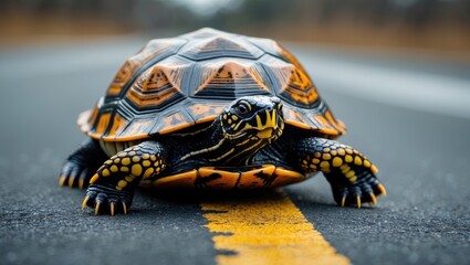Eastern Box Turtle traversing the road