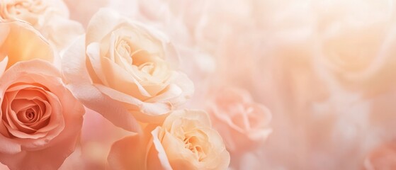 Delicate Soft Pink Roses with a Gentle Warm Light Background for Romantic and Floral Themes