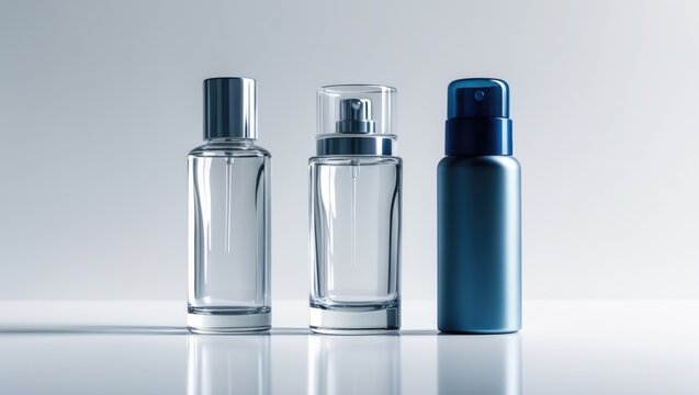 Deodorant package blank roll-on isolated against a white backdrop, showcasing glass and steel deodorant mockup.