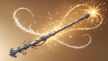 Enchanting spell with magic wand on gradient backdrop