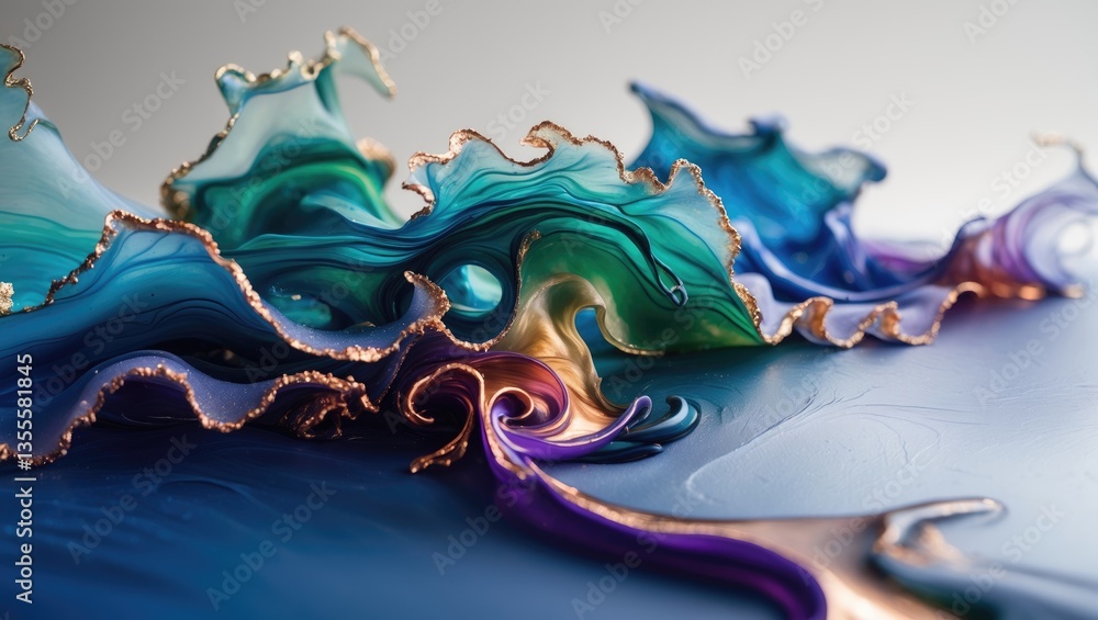 Poster elegant abstract fluid art crafted using alcohol ink techniques.