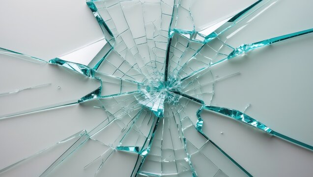 Crushed glass. Window featuring cracks. Mirror shattered from a stone impact. Crushed backdrop. Background displaying cracks in glass. Fragile window fragments. Windshield following an accident.