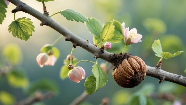 Injured young currant bush burgeon due to cecidophyopsis ribis. Gardening berry bushes in early spring.
