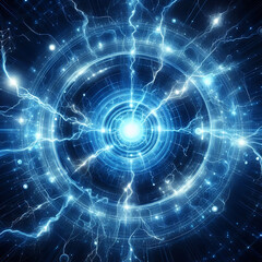 Pure energy and electricity with blue bolts power background