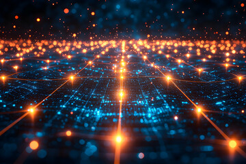 Obraz premium Abstract image of data flow. Suitable for presentations about networking big data and digital transformation. Also good for web design.