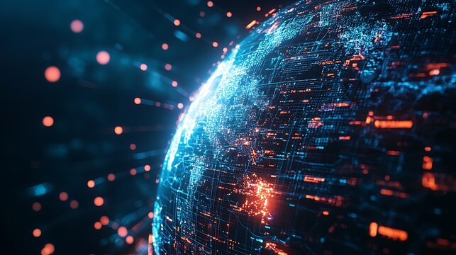 Digital abstract globe depicting the internet and worldwide connectivity