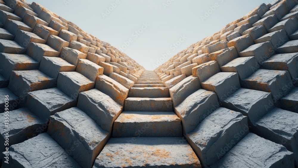 Poster close-up view of a retaining wall constructed from interlocking blocks.