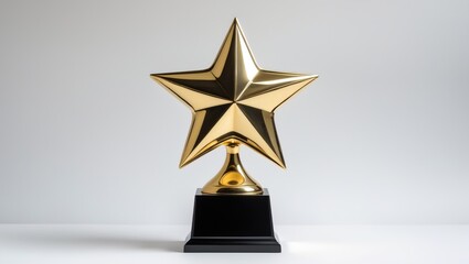 Golden star award on light background.