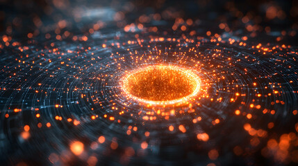 This image depicts a digital vortex or wormhole possibly representing data flow network connectivity. It is a great background image for science or technology projects.