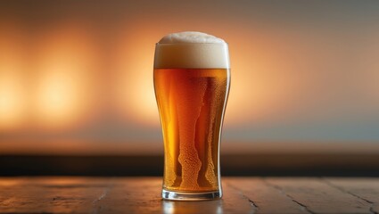 Close-up of Beer. A glass of cold and fresh craft beer.