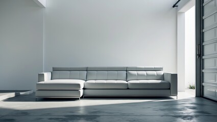 Modern clean interior design features with sectional sofa